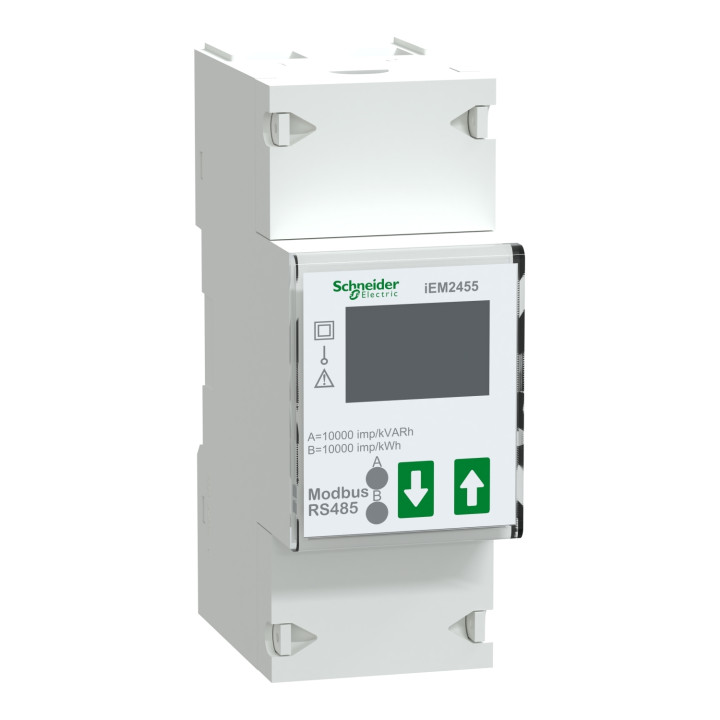 Schneider - Acti9 iEM - compteur d'énergie mono - 100A - MID - afficheur Modbus - Réf : A9MEM2455