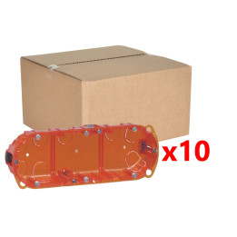 Legrand Batibox - LOT de 10 Boîtes multimatériaux 3 postes - 6/8M - Hor/Ver - profondeur 40 mm - Réf  080103
