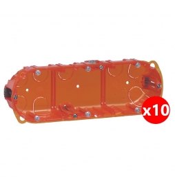 Legrand Batibox - LOT de 10 Boîtes multimatériaux 3 postes - 6/8M - Hor/Ver - profondeur 40 mm - Réf : 080103x10
