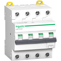 Schneider - Acti9 - Disjoncteur diff. iC60 RCBO - 400Vca - 4P - 20A - 30mA - Courbe C - 6kA - Type AC - Réf : A9D57420