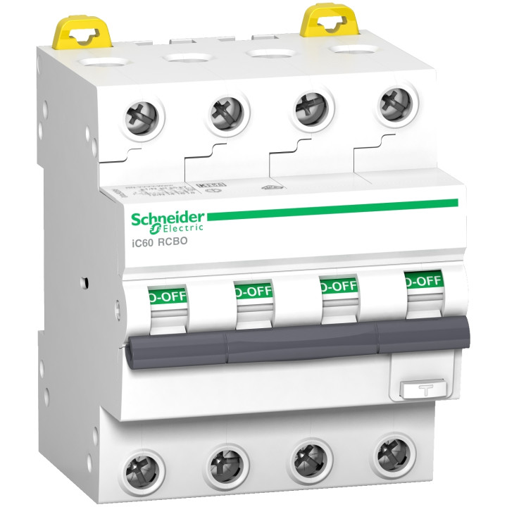 Schneider - Acti9 - Disjoncteur diff. iC60 RCBO - 400Vca - 4P - 20A - 30mA - Courbe C - 6kA - Type AC - Réf : A9D57420
