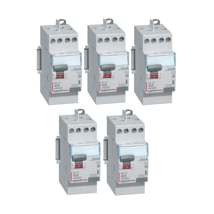 LEGRAND - DX³ - LOT de 5 Inter Différentiels - 2x40A - 30mA AC - Réf. : 411611 X 5