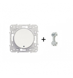 Schneider - Odace - Bouton poussoir - blanc - lumineux LED bleu - 10A - 250V - Réf : S520276