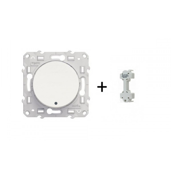 Schneider - Odace - Bouton poussoir - blanc - lumineux LED bleu - 10A - 250V - Réf : S520276