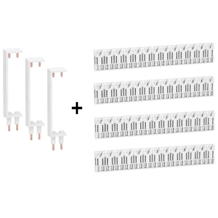 Schneider - Resi9 XE - LOT de 3 Peignes Verticale + 4 Horizontal 13M - Pour tableaux 4 rangées - Ref. : R9EXHS13x4+R9EXVx3