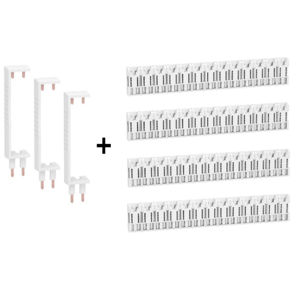 Schneider - Resi9 XE - LOT de 3 Peignes Verticale + 4 Horizontal 13M - Pour tableaux 4 rangées - Ref. : R9EXHS13x4+R9EXVx3