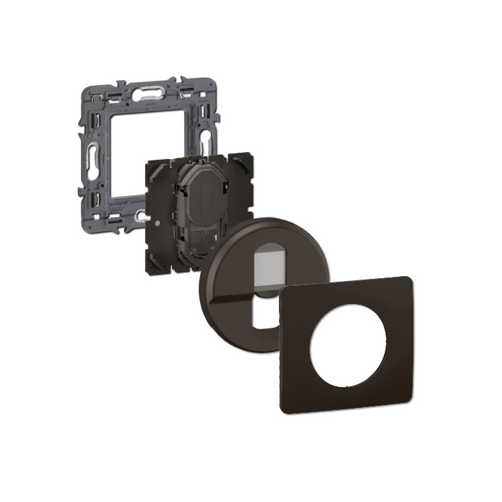 Legrand - Céliane 2024 - Prise RJ45 simple Cat.6 FTP complète noire - 1 poste - Réf : 080251 + CM0345 + CN0346 + CP0101