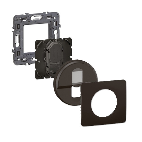 Legrand - Céliane 2024 - Prise RJ45 simple Cat.6 FTP complète noire - 1 poste - Réf : 080251 + CM0345 + CN0346 + CP0101