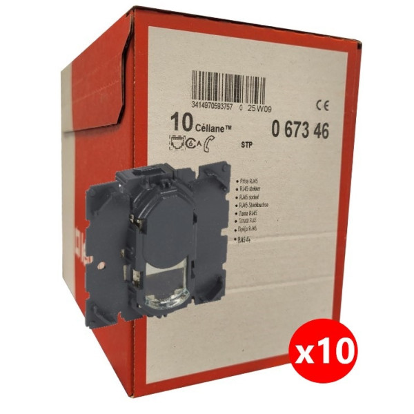 Legrand - Céliane - LOT de 10 Mécanismes Prise téléphone / informatique RJ45/TV STP Cat. 6A - Réf. : 067346x10