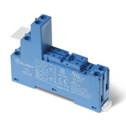 Finder - Embase Relais rail DIN - Support bornes à cage - 10A - 250V - Bleu - Réf : 9505SPA
