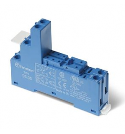 Finder - Embase Relais rail DIN - Support bornes à cage - 10A - 250V - Bleu - Réf : 9505SPA