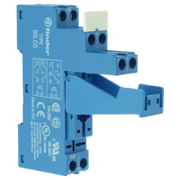 Finder - Embase Relais rail DIN - Support bornes à cage - 10A - 250V - Bleu - Réf : 9505SPA