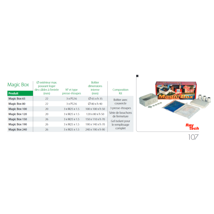 Ray Tech - Magic Box - Kit de connexion complet IP68 isolé avec Magic Fluid - D100. - MAGICBOX100