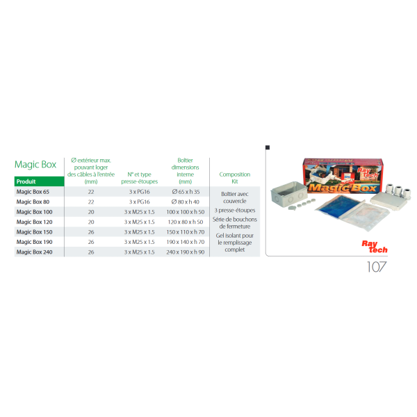 Ray Tech - Magic Box - Kit de connexion complet IP68 isolé avec Magic Fluid - D100. - MAGICBOX100
