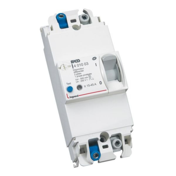 Legrand - Disjoncteur de branchement Enedis - 15/45A - Sélectif - 500mA - bipolaire - Réf : 401003