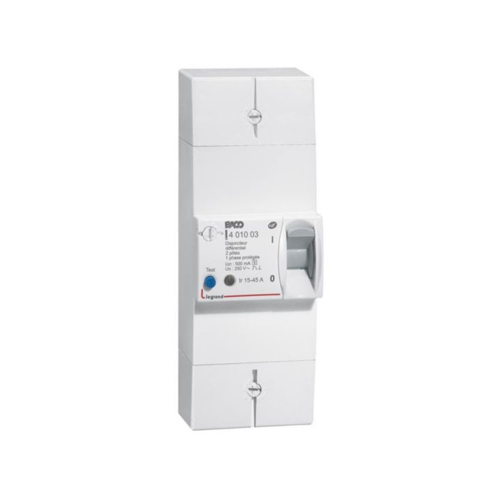 Legrand - Disjoncteur de branchement EDF 15/45A sélectif - 500mA - bipolaire - Réf : 401003
