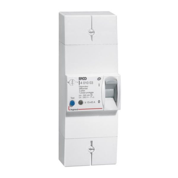 Legrand - Disjoncteur de branchement EDF 15/45A sélectif - 500mA - bipolaire - Réf : 401003