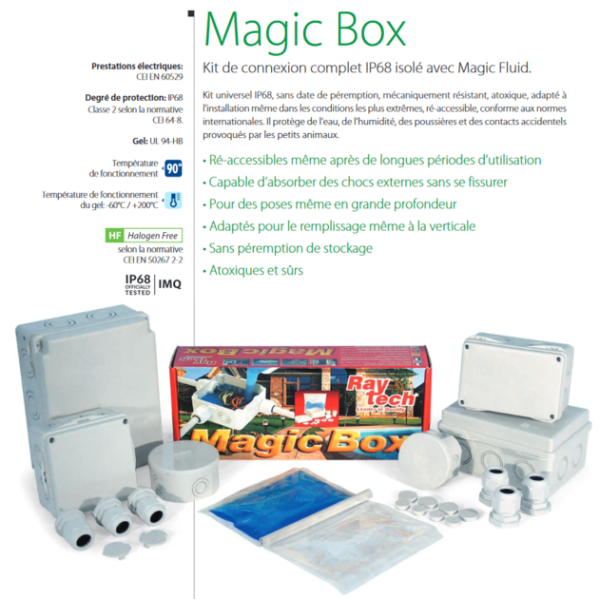 Ray Tech - Magic Box - Kit de connexion complet IP68 isolé avec Magic Fluid - D100. - MAGICBOX100