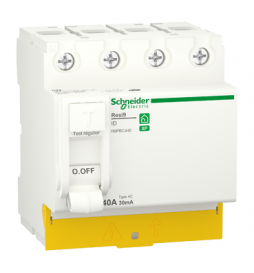 SCHNEIDER - Resi9 XP - interrupteur différentiel - 4P - 40A - 30mA - Type AC - peignable - Réf : R9PRC440
