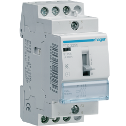 Hager - Contacteur J/N heures creuses - 25A - 3P pour chauffe-eau - silencieux - ETC325S