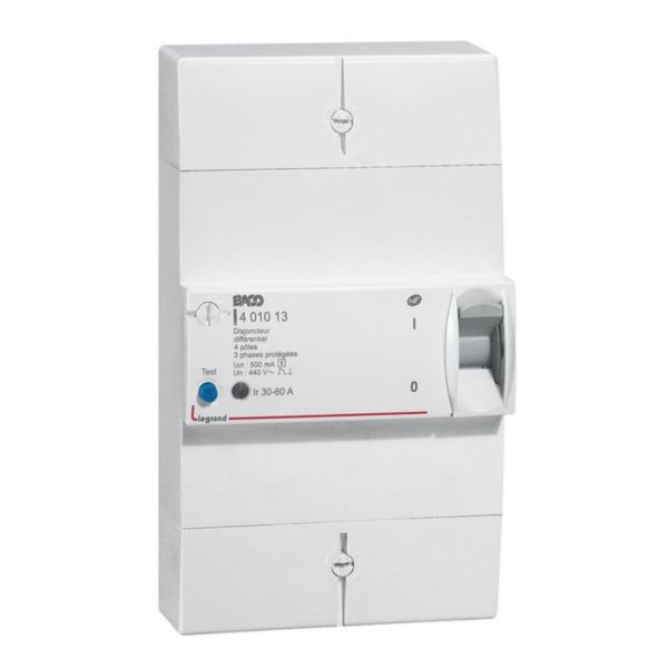 Legrand - Disjoncteur de branchement ERDF - 4P 30/60A 500 MA Sélectif - Réf : 401013