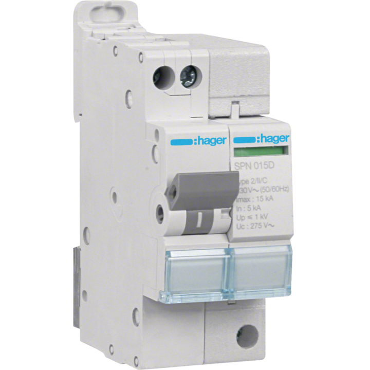Hager - Parafoudre Mono auto-protégé 15KA - Réf : SPN715D