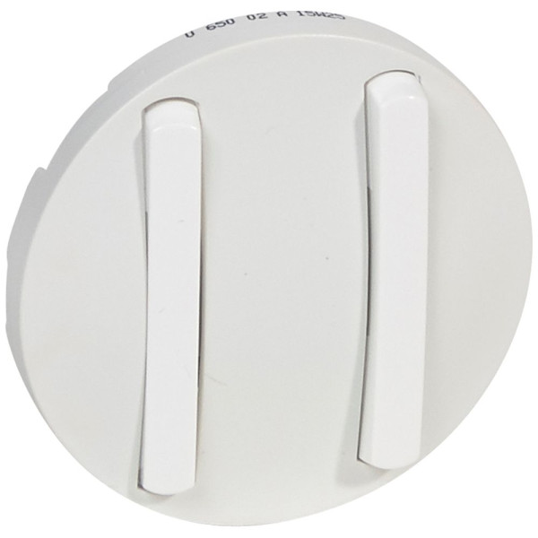Legrand - Céliane - Enjoliveur pour Double interrupteur Va-et-vient/Poussoir Soft 10AX - Doigt étroit - Blanc - Réf : 065002