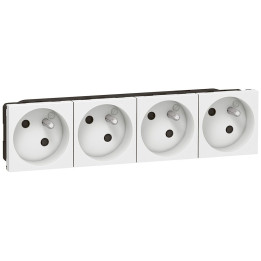 Legrand Mosaic - Quadruple prise de courant 4 x 2P+T 16A à 45° - 8 modules - 230V - 077144
