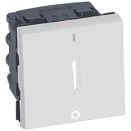 Legrand Mosaic - Interrupteur bipolaire à voyant 16AX 250V~ Mosaic 2 modules - blanc - 077052