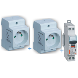 2 PC modulaire 2P+T 16A DIGITAL + disjoncteur 16A - Réf. : 04562x2 + 406774
