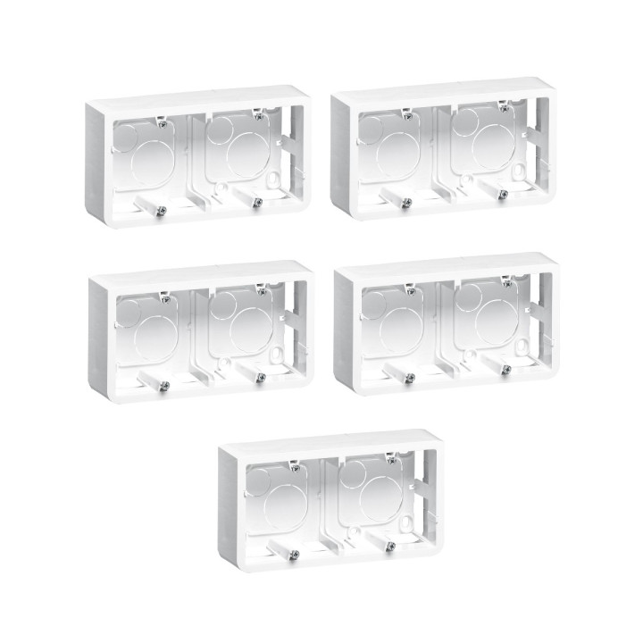 Legrand Mosaic - LOT de 5 Cadres saillie 2 postes - 2 x 2 modules - horizontal - Réf : 080285x5