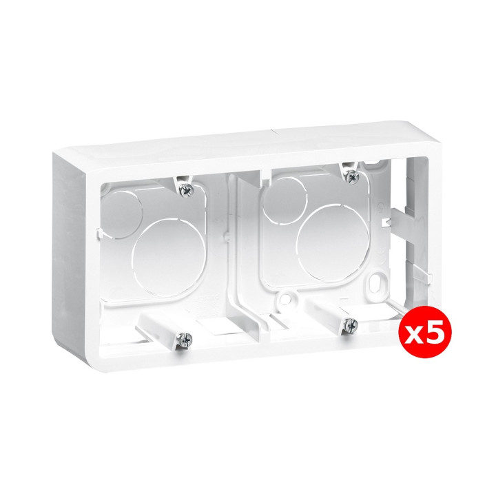Legrand Mosaic - LOT de 5 Cadres saillie 2 postes - 2 x 2 modules - horizontal - Réf : 080285x5