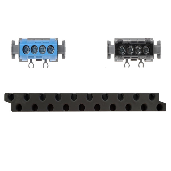 Legrand - Support Rail pour bornier + Bornier Ph 4 trous + Bornier Neutre 4 trous - Réf. : 004811+004840+004850