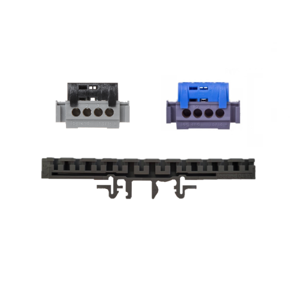 Legrand - Support Rail pour bornier + Bornier Ph 4 trous + Bornier Neutre 4 trous - Réf. : 004811+004840+004850