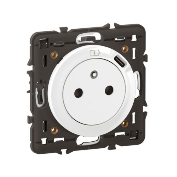 Legrand - Céliane 2024 - Prise surface avec prise USB type C - Blanc - Avec support et enjoliveur - Réf : CB0140