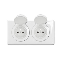 Legrand - Céliane 2024 - Double prise de courant étanche complet - Blanc - IP44 - Réf : 080251 + CM0111 + CB8111 + CP2702