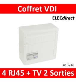 Legrand - Coffret VDI GRADE 2 avec brassage STP - 4 RJ45 / TV 2 sorties - 413248