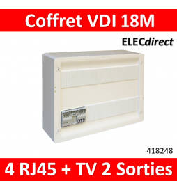Legrand - Coffret VDI GRADE 2 avec brassage 18M STP - TV sur RJ45 - 4 RJ45 - 418248