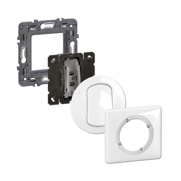 Legrand - Céliane 2024 - Poussoir étanche complet - Blanc - IP44 - Réf : 080251 + CM0031 + CP2701 + CB8001