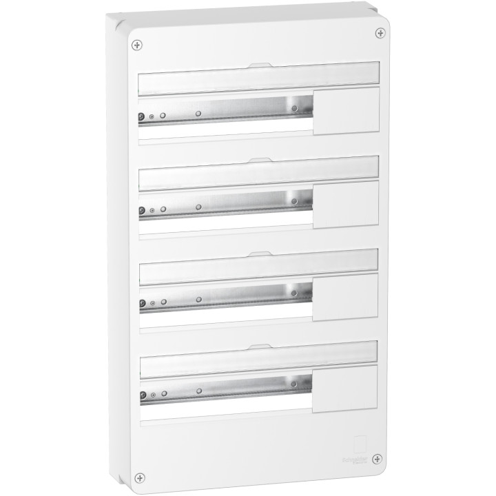 Schneider - Resi9 - kit goulotte 18M + Tableau RESI9 18M - 4R + porte - Réf. : R9HKT18+R9H18404+R9H18424
