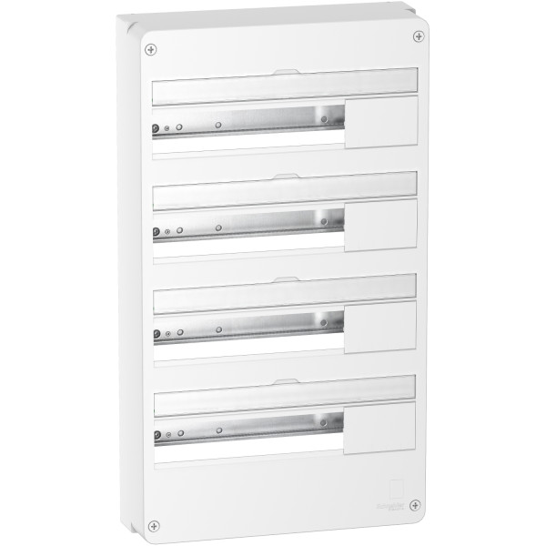 Schneider - Resi9 - kit goulotte 18M + Tableau RESI9 18M - 4R + porte - Réf. : R9HKT18+R9H18404+R9H18424