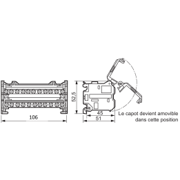 Legrand - Répartiteur modulaire à barreaux étagés - bipolaire - 100A - 10 départs - 6 modules - Réf : 400402
