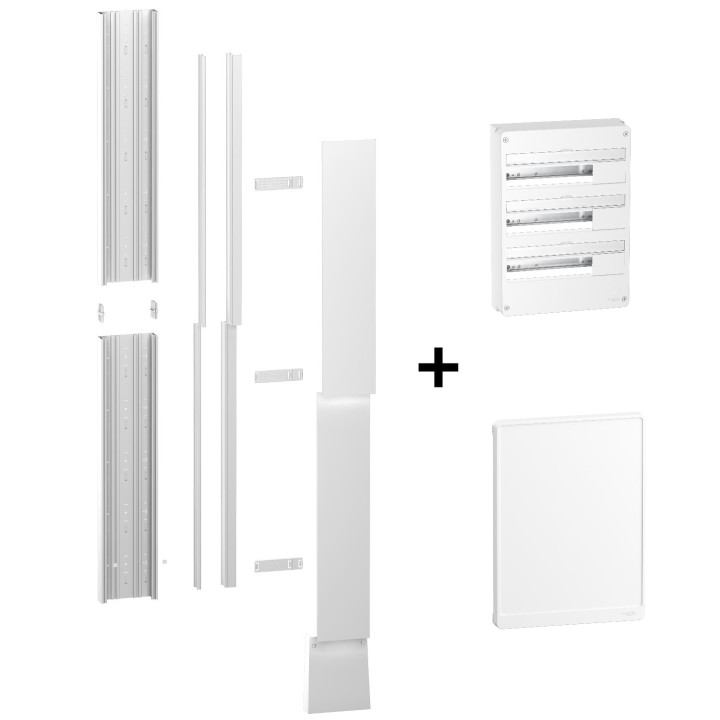 Schneider - Resi9 - kit goulotte 18M + Tableau RESI9 18M - 3R + porte - Réf. : R9HKT18+R9H18403+R9H18423
