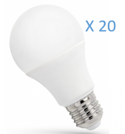 Spectrum - LOT de 20 Ampoules LED E-27 - Angle 270° - 4000K - 900lm - Réf.: WOJ+14611