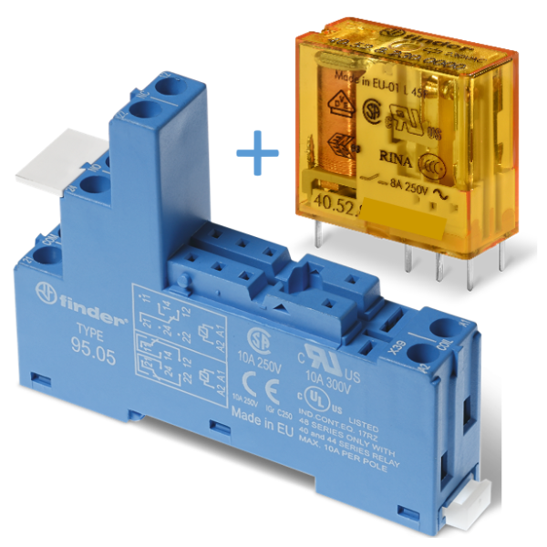 Finder - LOT - Relais Industriel 2RT - 24VAC + Embase Relais - Réf : 405280240000+9505SPA