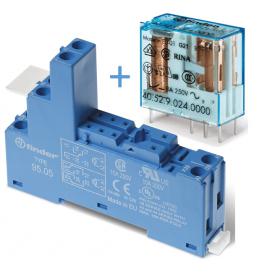 Finder - LOT - Relais Industriel 2RT - 24VDC + Embase Relais - Réf : 405290240000+9505SPA