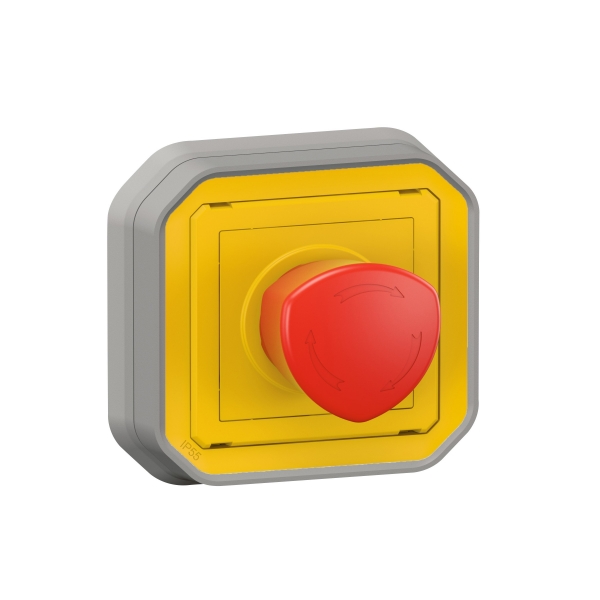 Legrand - Plexo - Coup de poing d'urgence - poussoir - Encastré - déverrouillage 1/4 tour - IP55/IK08 - Réf : 069549L+069681L