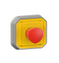 Legrand - Plexo L - Coup de poing d'urgence déverrouillage 1/4 tour + Support 1 poste - Encastré - Gris - Ref. : 069549L+069681L