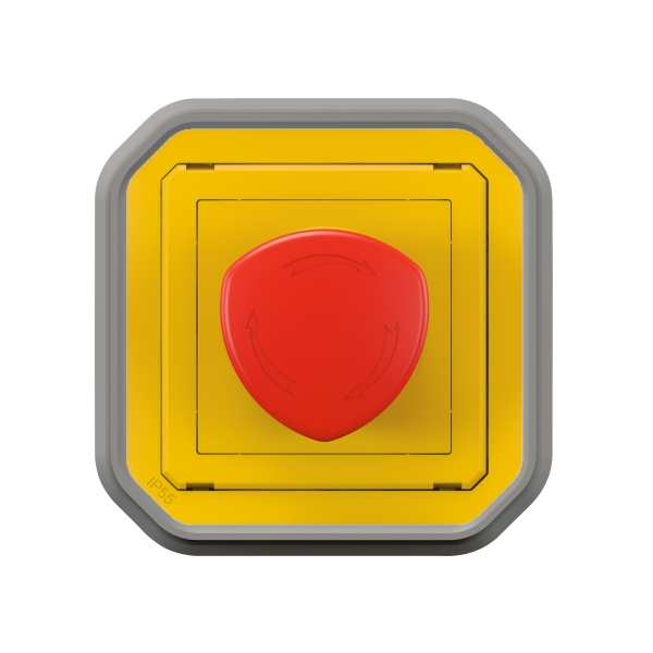 Legrand - Plexo - Coup de poing d'urgence - poussoir - Encastré - déverrouillage 1/4 tour - IP55/IK08 - Réf : 069549L+069681L