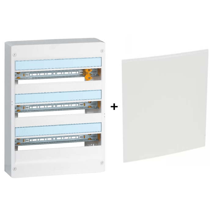 Legrand - Drivia - Coffret 3 rangées - 18 modules + Plaque de fond - Ref. : 401253+401223
